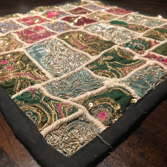 Vintage Hand Embroidered Zari Cushion Cover ♥️ - Picture 2 of 12